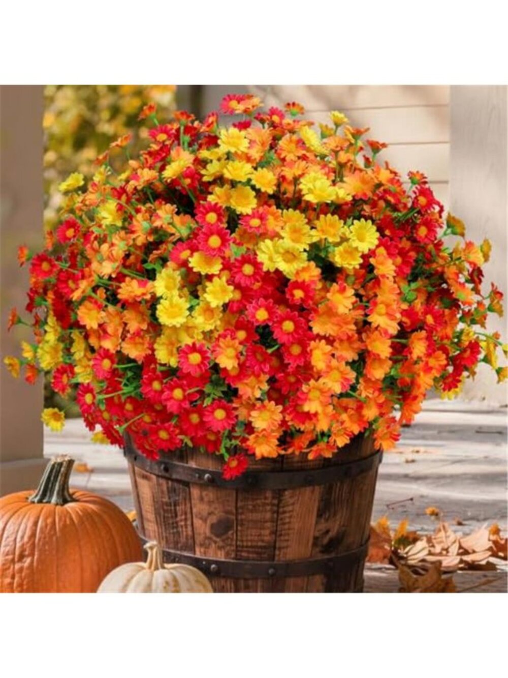 Flowers Outdoor Artificial Mums – 12 Bundles UV Resistant Fall Flowers